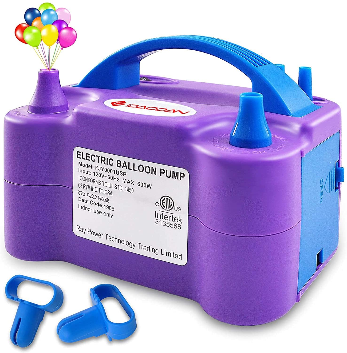 110V 600W Dual Nozzle Air Blower Electric Balloon Inflator Pump w/ Balloon Set 