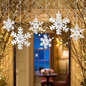 6Pcs/Set 3D Snowflakes Christmas Snowflake Tree Decorations Frozen Gift Tags 