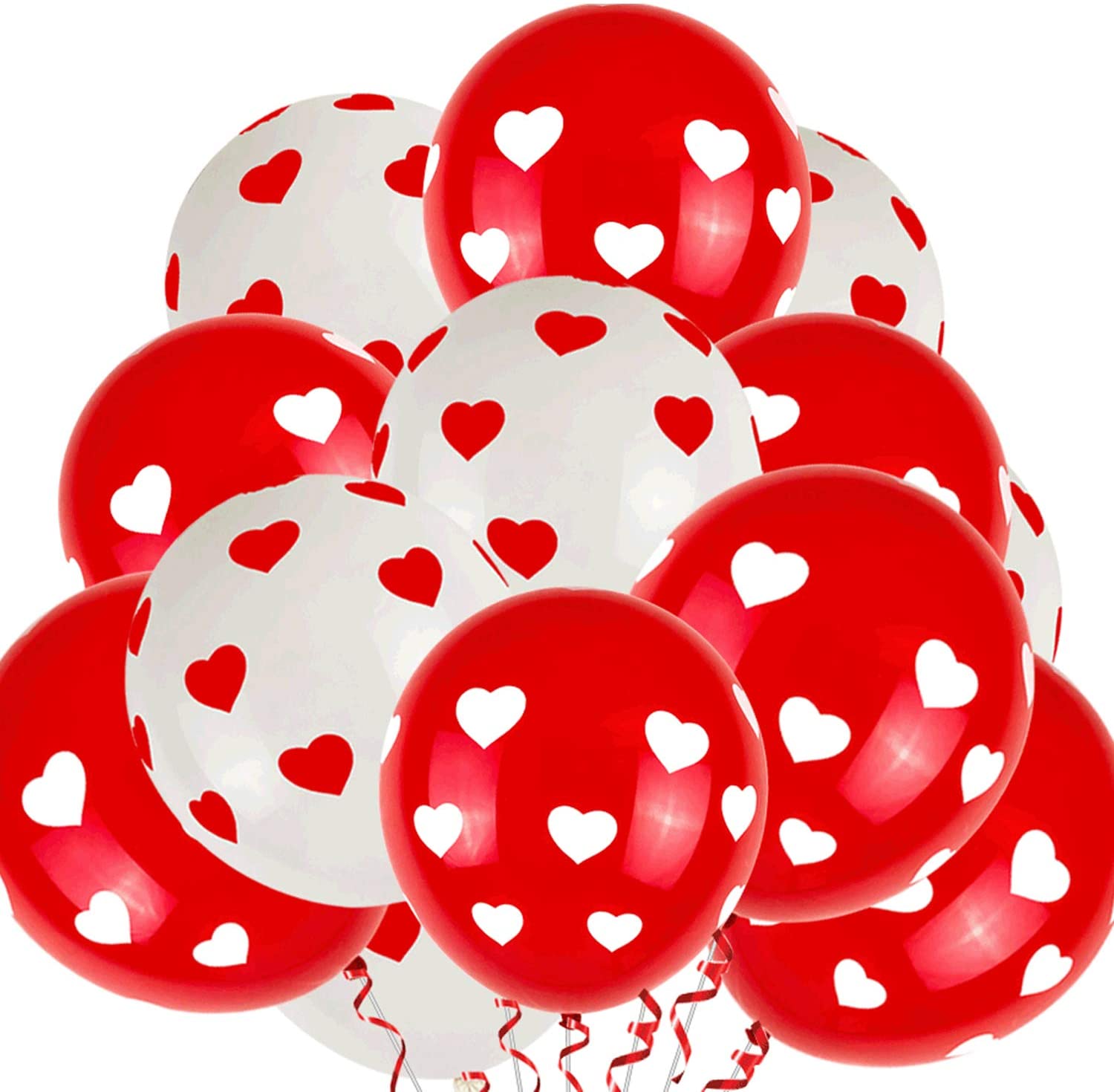 100pcs 12" Happy Mother Day Classic Hearts Red Qualatex Latex Balloons Decor 