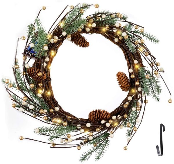30 LED Lights Battery Operated Christmas Artificial Wreath with Hook for Front Door Home Wall Window Wedding Decor Indoor Outdoor Fristmas 16 Lighted Olive Leaves Wreath with Berries 30 LED Lights Battery Operated Christmas Artificial Wreath with Hook for Front Door Home Wall Window Wedding Decor Indoor Outdoor Fristmas 16 Lighted Olive Leaves Wreath with Berries