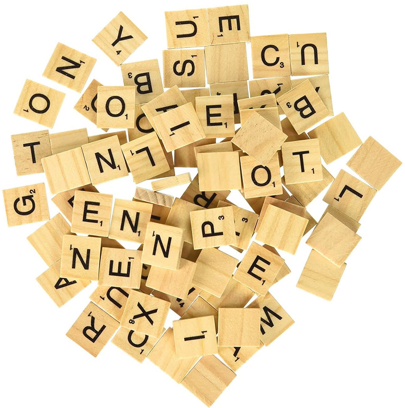 Wooden Scrabble Tiles complete set Crafts Pendant Spelling Alphabet Letter Black 
