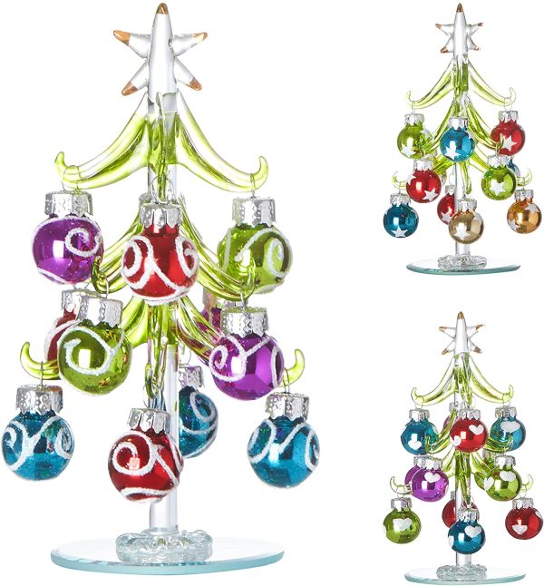 SET OF 12 GLASS CHRISTMAS TREE ORNAMENTS Holiday Decor 