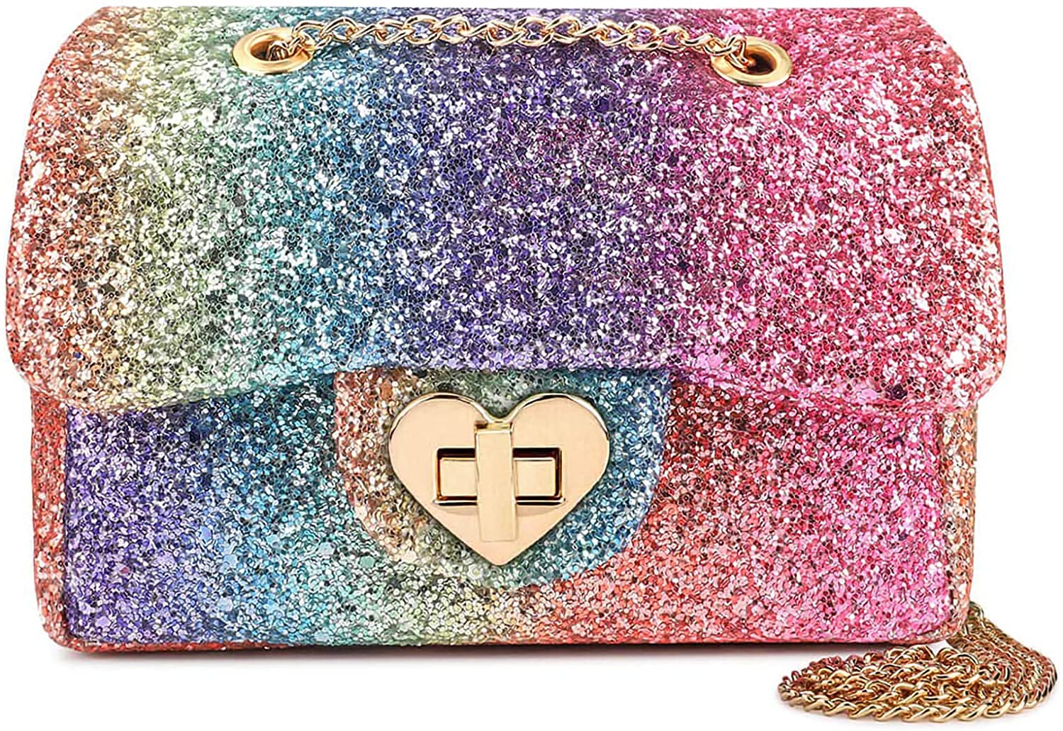 Pink/Purple Rainbow Glitter Mibasies Toddler Purses for Girls Kids Crossbody Handbags 