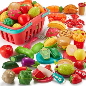 Wooden Play Food Chopping Toy Set Pretend Play Kitchen Accessorise Vegetables 