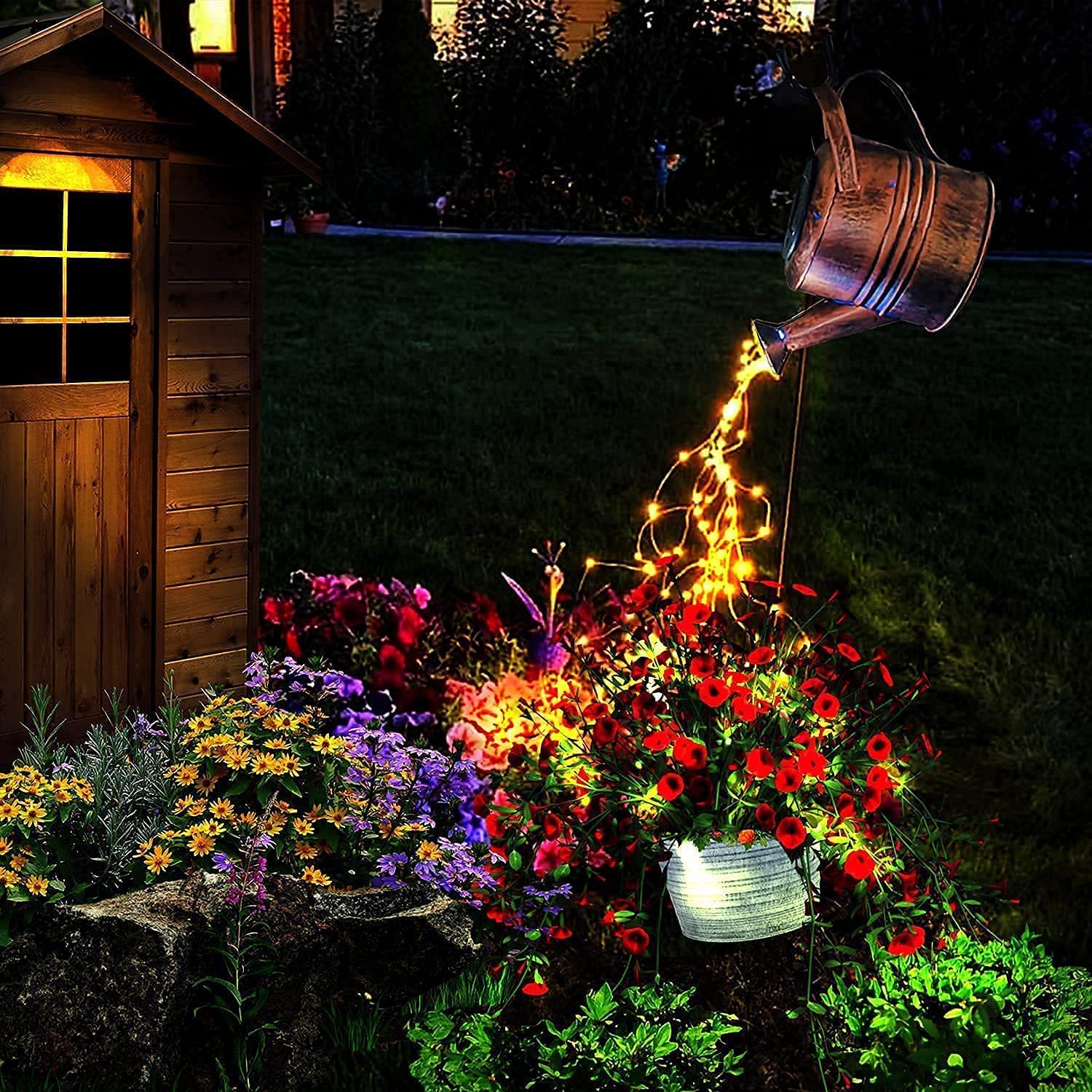 Details about   Starry Sky Shower LED Watering Can Fairy Garden Lights String Outdoor Party Xmas