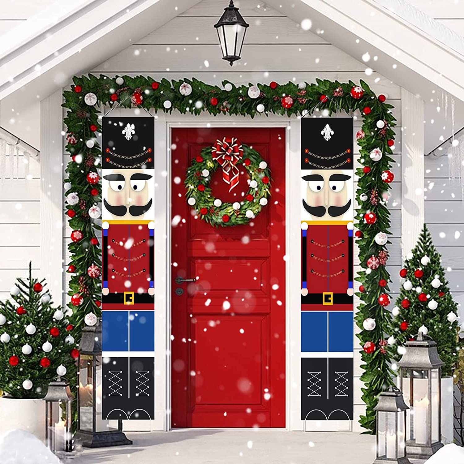 Outdoor Xmas Decor Nutcracker Christmas Decorations 72”Life-Size Soldier Model Oxford Nutcracker Banners for Front Door Porch Garden Indoor Exterior Kids Party Outdoor Xmas Decor Nutcracker Christmas Decorations 72”Life-Size Soldier Model Oxford Nutcracker Banners for Front Door Porch Garden Indoor Exterior Kids Party