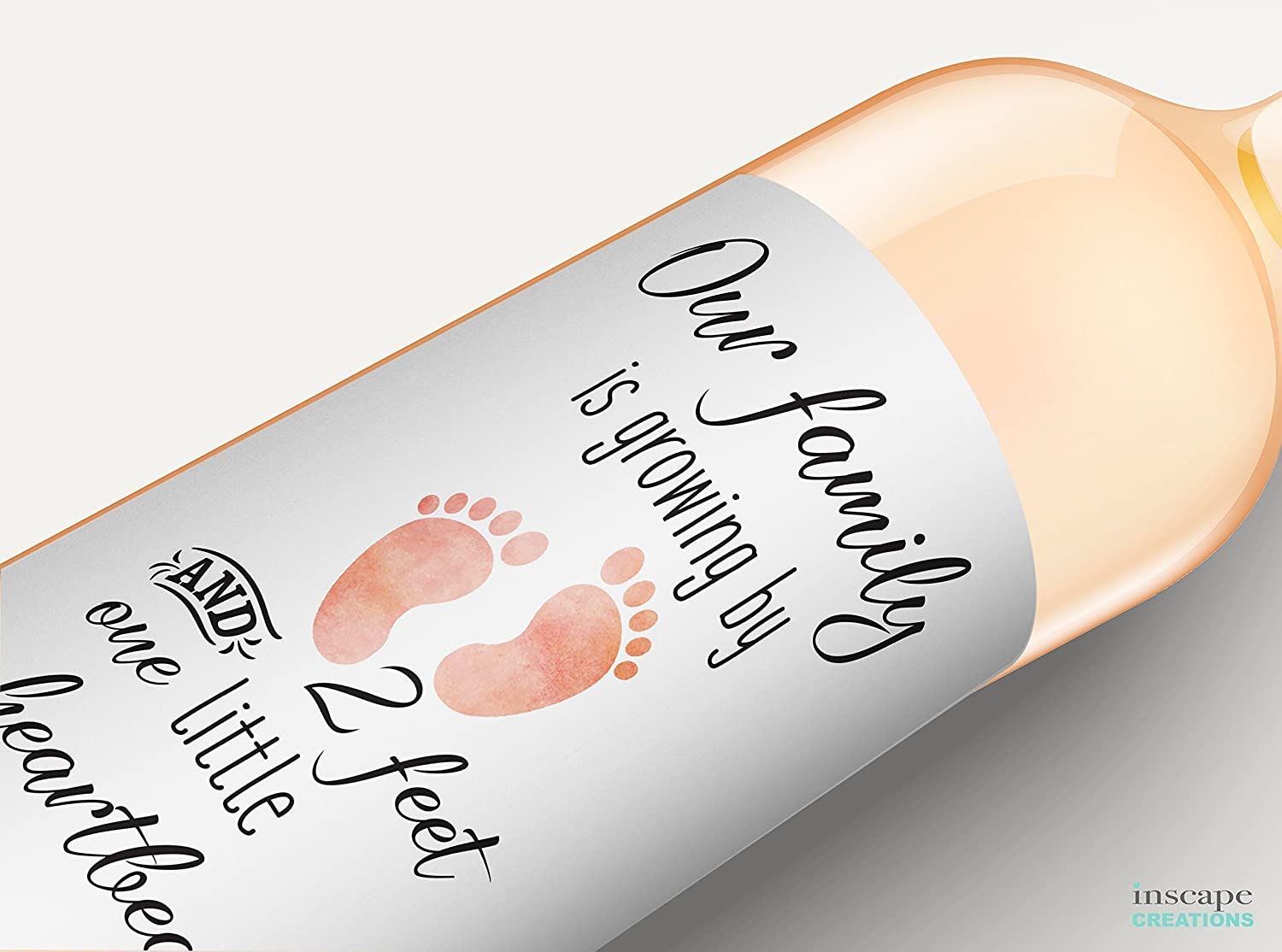 6 GENDER NEUTRAL Pregnancy Announcement Wine Labels2 Feet & 1 Little Heartbeat! Alternative to Pregnancy Announcement Cards, Pregnancy Reveal Wine ...