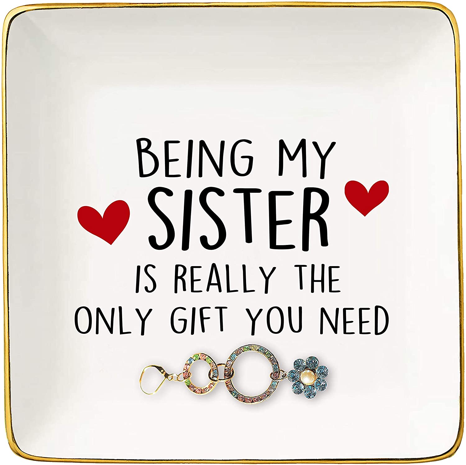 Shoppawhile Sister Gifts from Sister Birthday Gifts for Sister on Her Birthday Trinket Dish White Jewellery Dish Tray 
