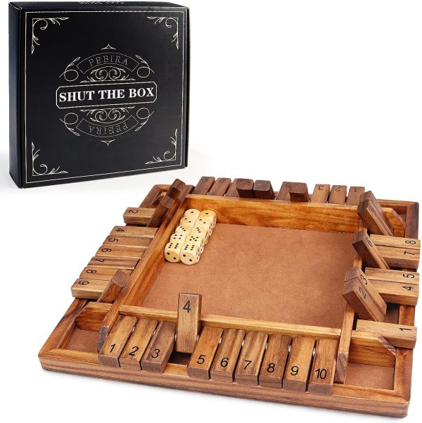 Traditional Wooden Shut The Box Family Fun Kids Adult Play Gift Pub English Game 