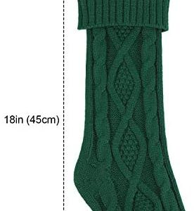 Qkurt Christmas Stockings 3 PCS 18 inches Large Size Classic Solid Color Xmas Fireplace Hanging Stocking for Family Holiday Xmas Party Decorations Cream, Burgundy and Green