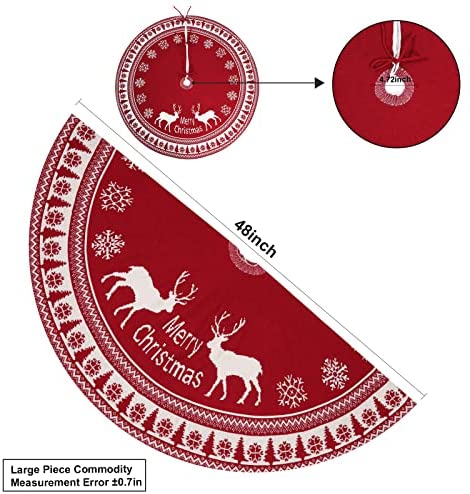 Details about   48'' Christmas Tree Skirt Knitted Snowflake Elk Xmas Floor Mat Decor Ornament US 