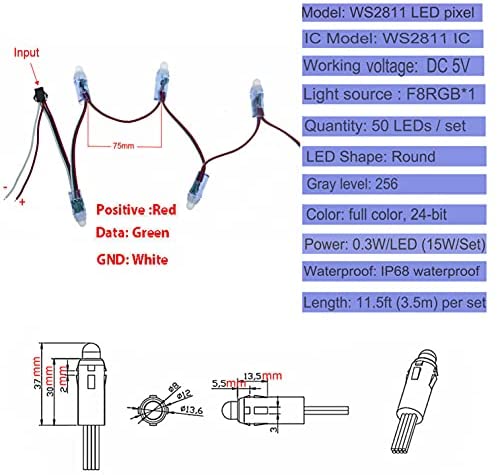500pcs WS2811 RGB LED Pixel Full color digital Light 5V IP68 for Xmas Decoration 