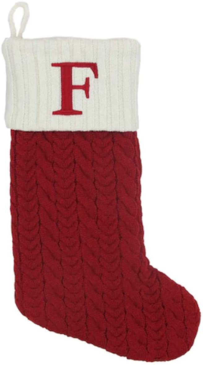 1 NEW REGENT SQUARE RED STOCKING LETTER CHRISTMAS ORNAMENT INITIAL A,C,K,S or M 