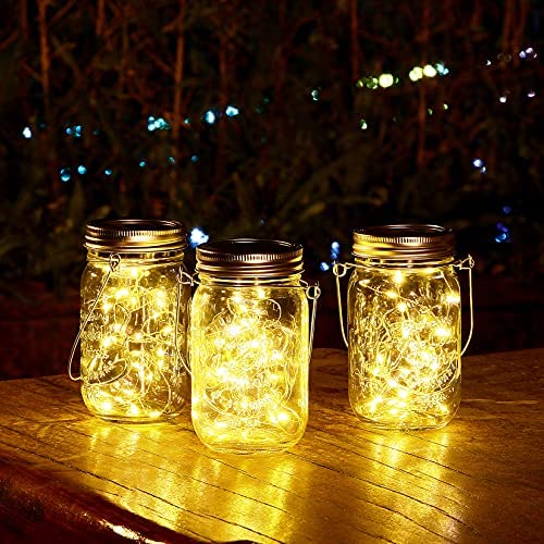6 Pack 20 LED String Fairy Star Solar Light Mason Jar Christmas Lids Decor M8T3 