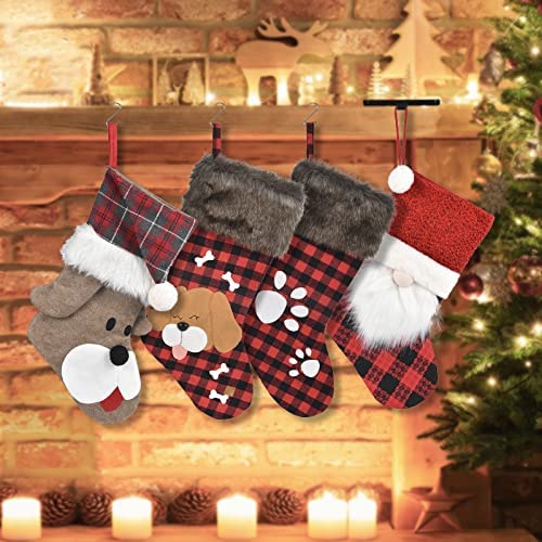 Santa Braid Beard Socks Plush Faux Fur Home Decorations Gifts 21 inch WORLDECO 2021 Personalized Christmas Gnome Stocking Ornaments