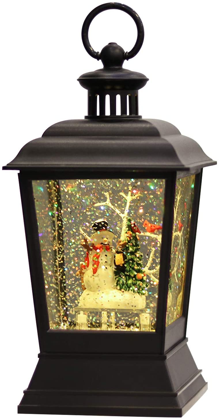 11 Inches Wondise Christmas Snowman Snow Globe Lantern Battery Powered with 6 Hour Timer Glitters and Water Swirling Warm Light Snow Globe Lamp Thanksgiving Christmas Decoration Gifts