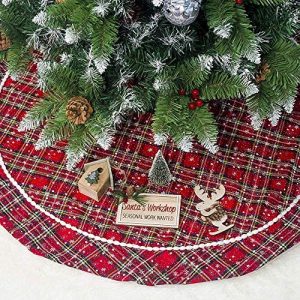 Red Aitsite Buffalo Plaid Christmas Tree Skirt 48 Inch Thick Rustic Xmas Tree Skirt for Christmas New Year Holiday Party Home Ornaments Decorations Indoor Outdoor Red Aitsite Buffalo Plaid Christmas Tree Skirt 48 Inch Thick Rustic Xmas Tree Skirt for Christmas New Year Holiday Party Home Ornaments Decorations Indoor Outdoor