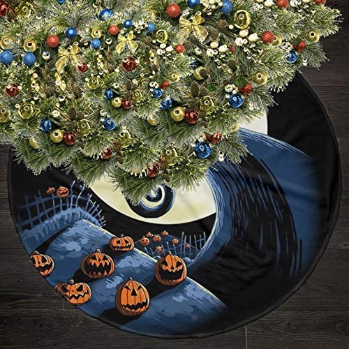 JEEFANS The Nightmare Before Christmas Christmas Tree Skirt Halloween Ornaments 36 Inch for Xmas Holiday Party Supplies Large Tree Mat Decor JEEFANS The Nightmare Before Christmas Christmas Tree Skirt Halloween Ornaments 36 Inch for Xmas Holiday Party Supplies Large Tree Mat Decor