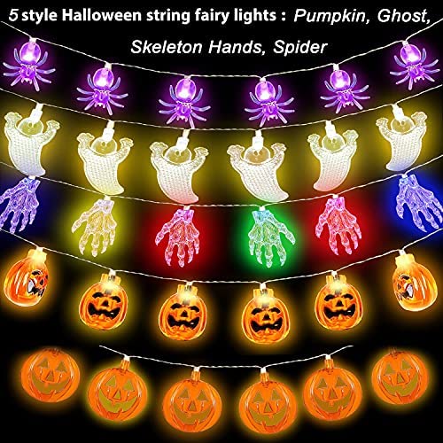 Halloween Fairy Lights Pumpkin Lanterns Spider Ghost Lights Battery Decorations 