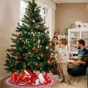 Details about   48'' Christmas Tree Skirt Knitted Snowflake Elk Xmas Floor Mat Decor Ornament US 