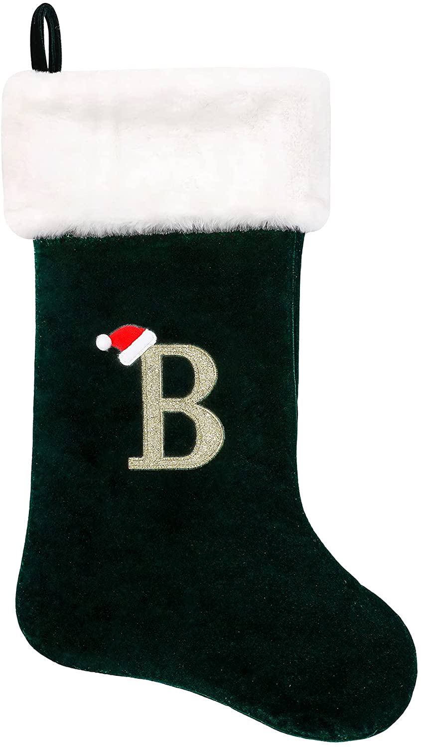 20" Green Plush Christmas Stocking  Christmas Holiday Stocking New 