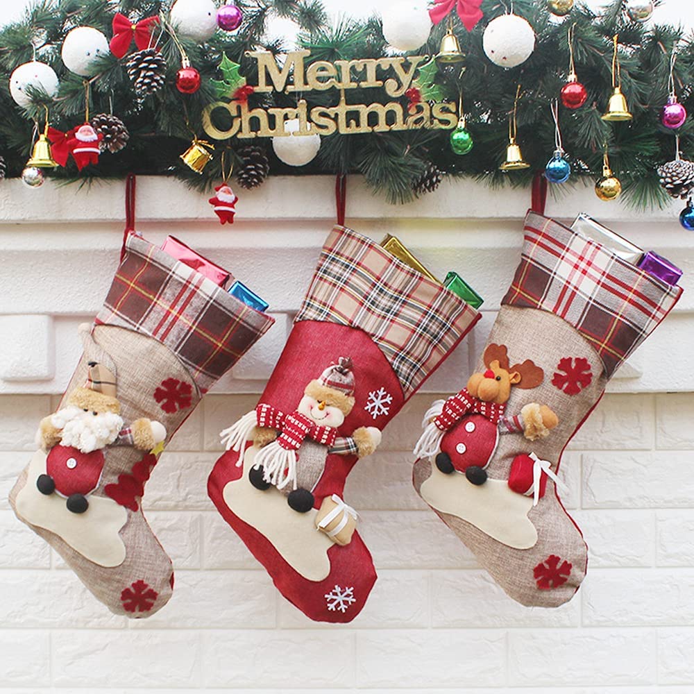 Christmas Santa Socks Tableware Ornaments Snowman Xmas Holiday Party Home Decor 