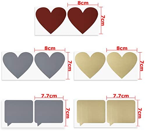 Scratch Off Stickers Heart Shaped Stickup Post Card Christmas Festival 10 Pcs 