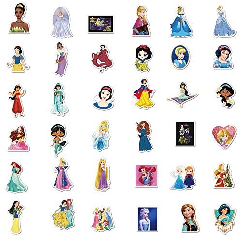 Etc Beautiful Princess 100Pack Animation Film Theme Cartoon Princess Stickers Set Random Sticker Decals for Water Bottle Laptop Cellphone Bicycle Motorcycle Car Bumper Luggage Travel Case 