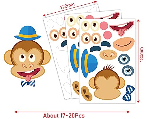 JOYIN 36 PCS Make-a-face Sticker Sheets Make Your Own Safari Animal Mix and Match Sticker Sheets with Safaris Animals Kids Party Favor Supplies Craft 