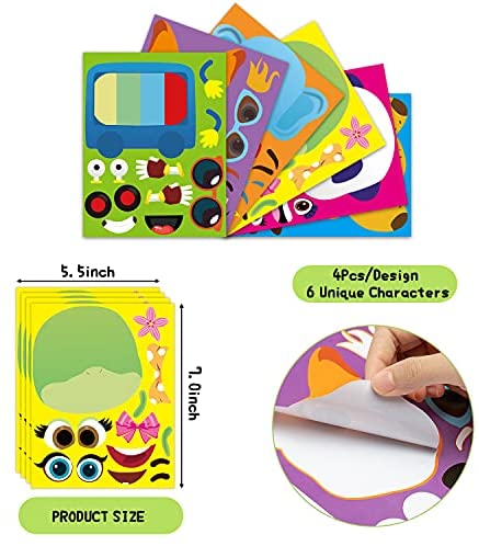 Make Your Own Stickers with 6 Style Word Party Character for Kids Party Favor DIY Mix and Match Game Art Craft Activities Birthday Gift Bag Fillers Haooryx 24 Sheets Word Party Make a face Stickers 