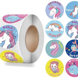 Unicorn Christmas Small or Large Sticky White Paper Stickers Labels NEW 