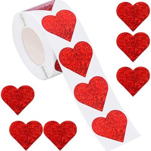 200 Zhehao Glitter Heart Shape Stickers Foam Stickers Colorful Self-Adhesive Decals for Valentines Day Wedding Supplies Assorted Sizes 