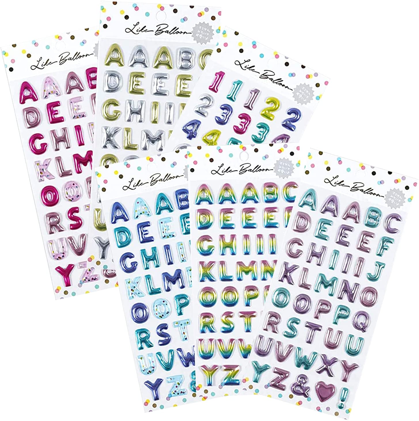 Colorful Letter and Number Stickers 6 Different Sheets Self-Adhesive Glitter Alphabet Sticker Finish for Sparkle Lettering Kids 3D ABC Sticker Educational Supplies Boys & Girls Puffy Decals for Gift