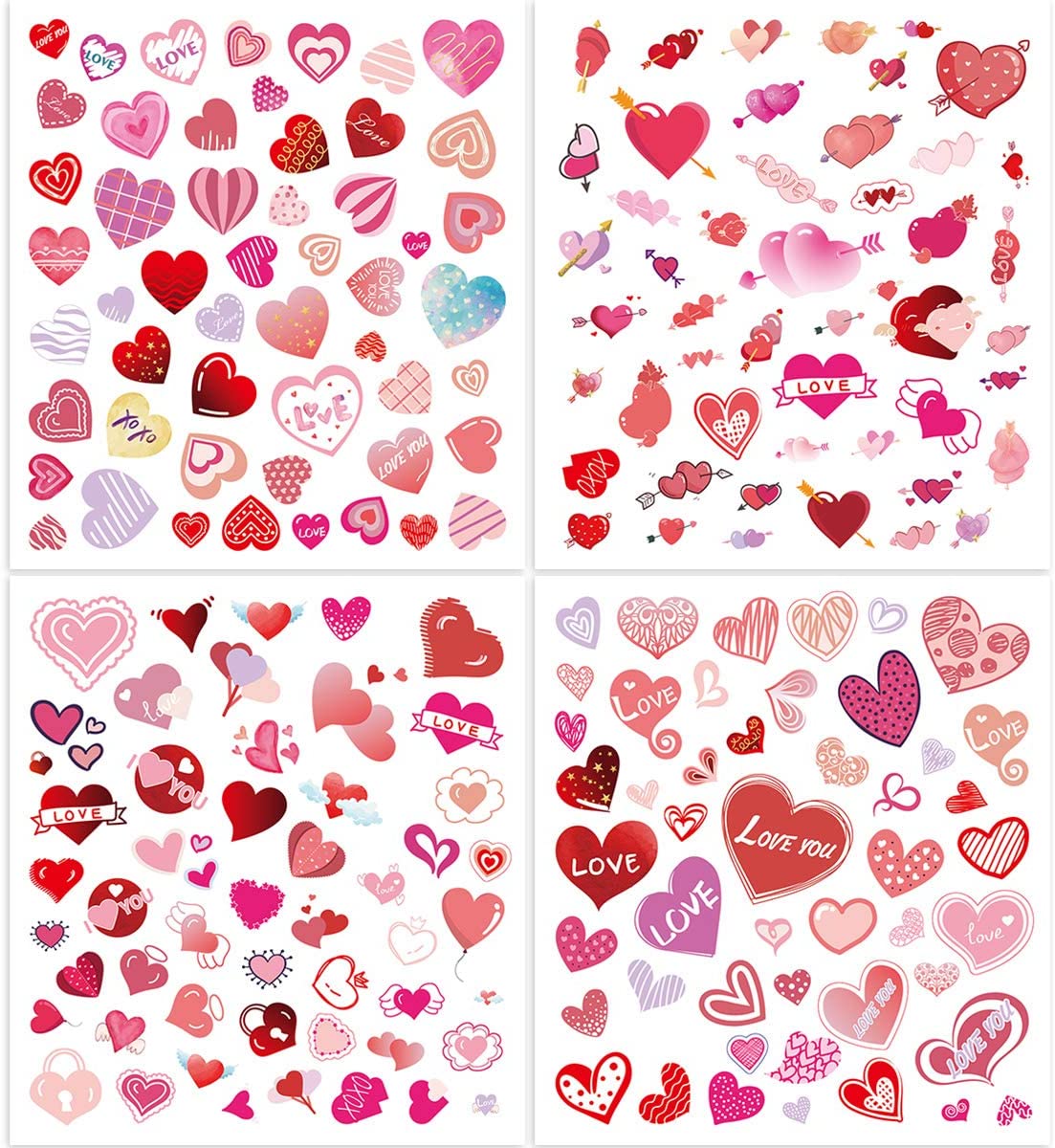 Heart Stickers Roll for Teachers Kids Party Supply Valentines Day Decoration School Reward Sticker 200PCS 