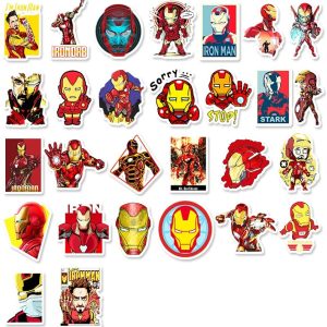 52PCS Cartoon Iron Man Stickers Pack for Water Bottle Laptop Room Graffiti Stickers for Child Girls Boys Birthday Party Favor Supply