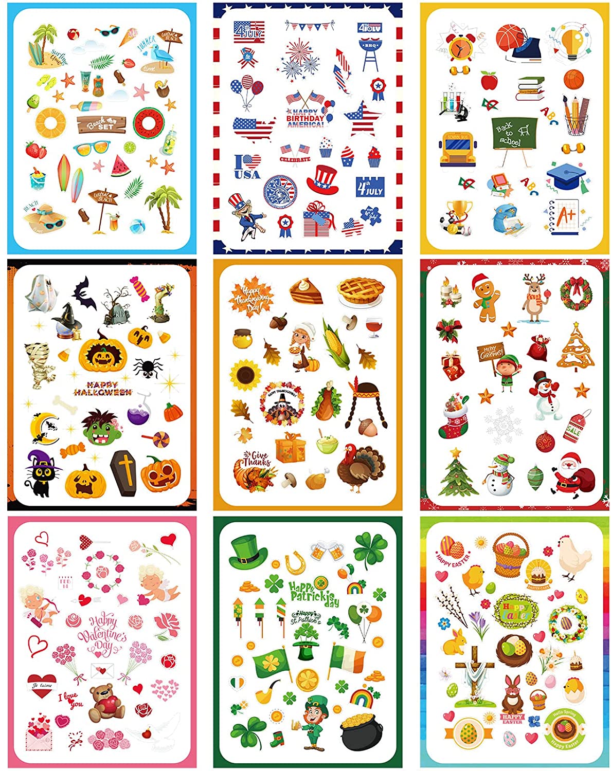 18 Sheets Holiday Stickers Seasonal Planner Stickers Calendar