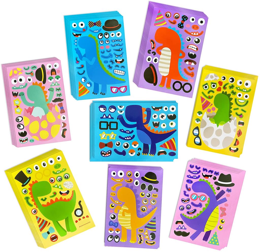 Kiddisie 48 PCS Make a Face Stickers, Make Your Own Dinosaur Stickers 8