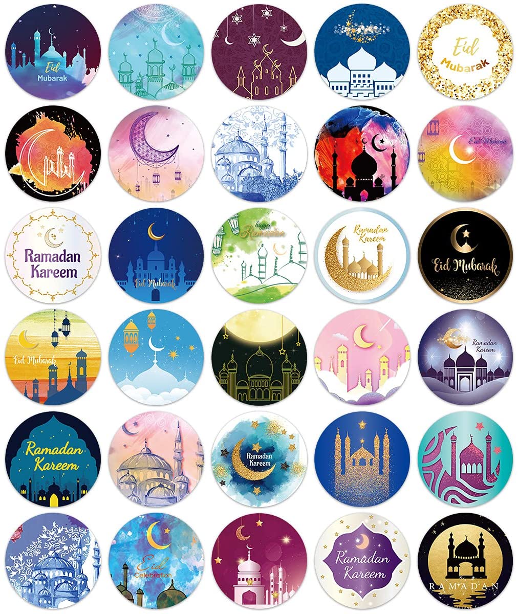 Eid Mubarak Stickers & Chocolate Ramadan Mubarak purple Sticker Gift label 290 