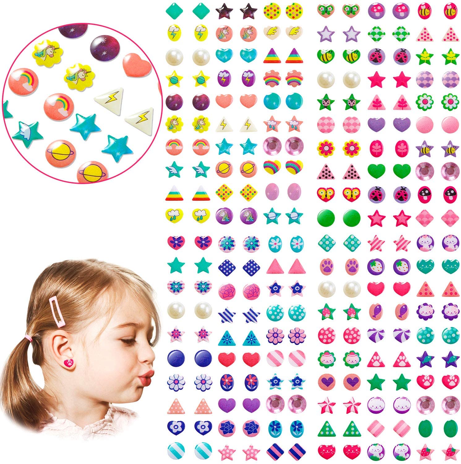princess 1 sheets 24 pairs OF GIRL STICK ON EARRINGS stick-on ring stickers N-02 