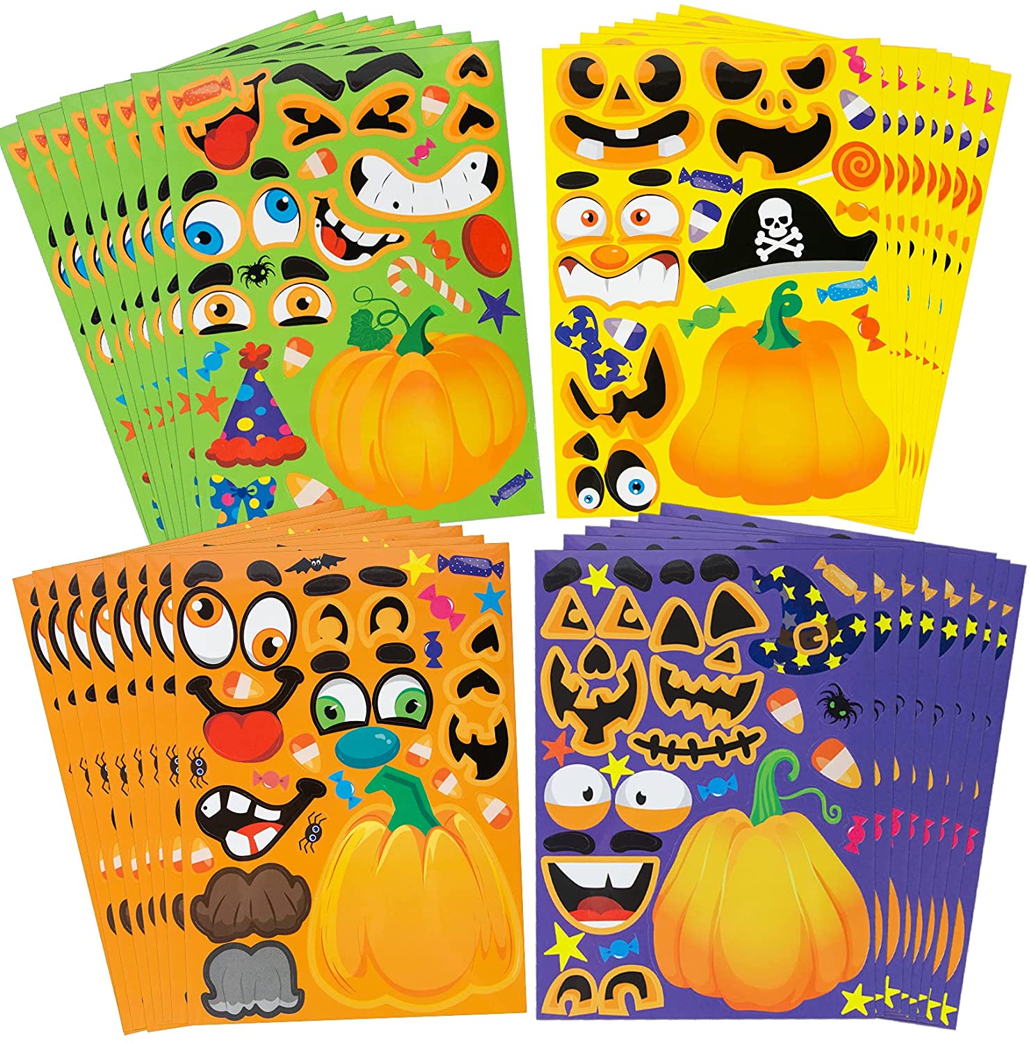 SBLABELS Halloween Jack-O-Lantern Stickers 8 Alternating Pumpkin Designs 250 Halloween Stickers 