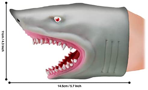 These shark puppet toys Shark Snap Attack hand puppets for kids from Deluxebase 
