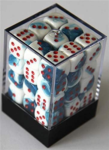 Gemini Gemini 15mm 6-Sided D6 Numbered Chessex Dice 6 Pieces Teal-White with Black 