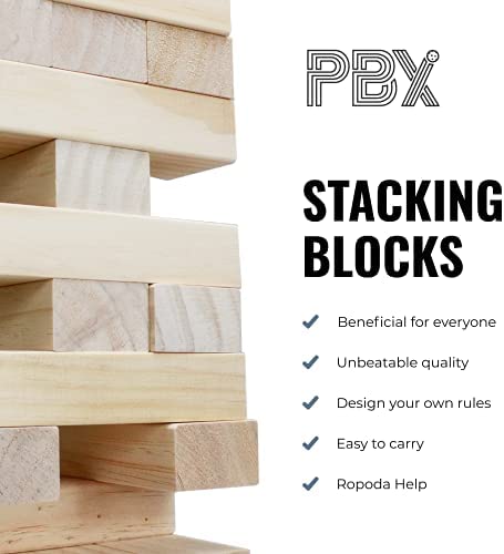 Backyard Party Fun Indoor Outdoor Play Adult Classic Yard Games PBX Giant Stacking Wooden Blocks Big Teetering Tower Jumbo Game Towers Up to 4 Feet 