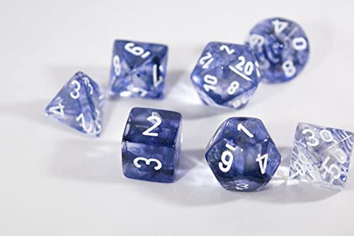 DND Dice Set-Chessex D&D Dice-16mm Nebula Nocturnal Blue Luminary Plastic Polyhedral Dice Set-Dungeons and Dragons Dice Includes 7 Dice D4 D6 D8 D10 D12 D20 D% 