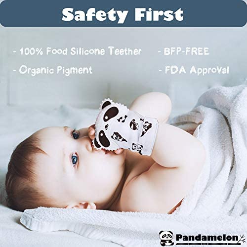 Cute Panda Baby Teething Mittens 2 Pack Teether Toy Teething Mitt Gift Set 