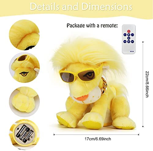 MIAODAM Toys Talking Lion Toy Remote Control Electric Plush Toy 48 Songs Shaking Head Dancing Singing Crazy Toy 