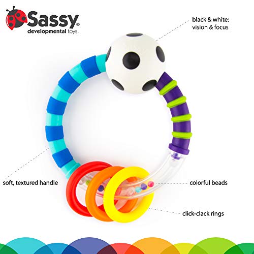 Sassy Ring Rattle Developmental Baby Toy for Early Learning High Contrast For Ages Newborn and Up Homefurniturelife Online Store