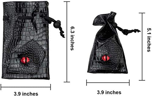 Coins and Accessories 6 Pack Large Leather Dice Bags with Dragons Eye Design Drawstring Pouch Storage Bag for DND RPG MTG Game Dices 