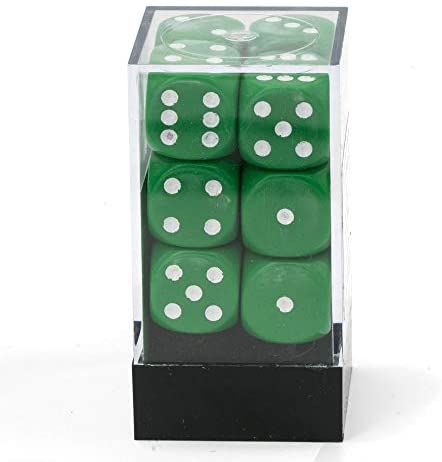 Chessex Translucent dice set Green and White set of 12 standard dice set 16mm 
