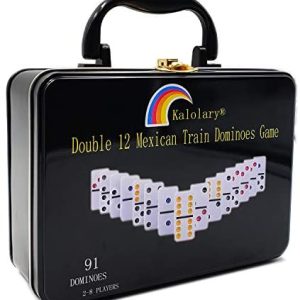 with Instruction Booklet and Score Pads Kalolary Double 12 Mexican Train Dominoes Game Accessories in an Aluminum Case 91 Tiles with Instruction Booklet and Score Pads Kalolary Double 12 Mexican Train Dominoes Game Accessories in an Aluminum Case 91 Tiles